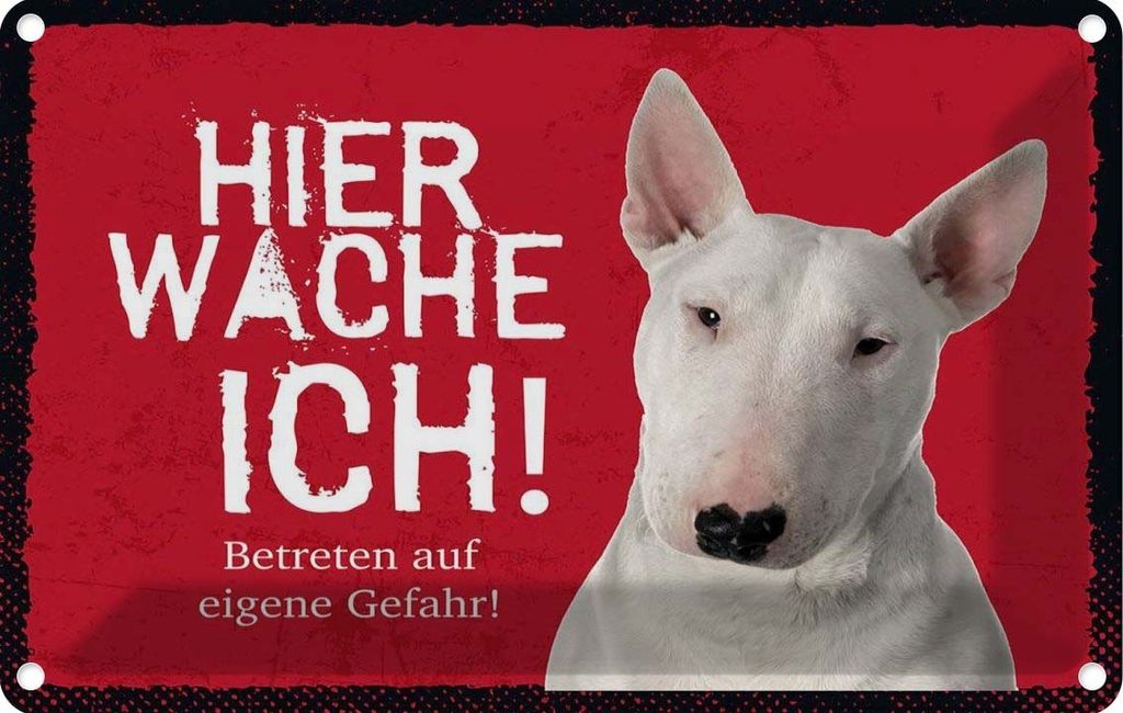 vianmo Blechschild 12x18 cm Bullterrier hier wache eigene Produktbild 