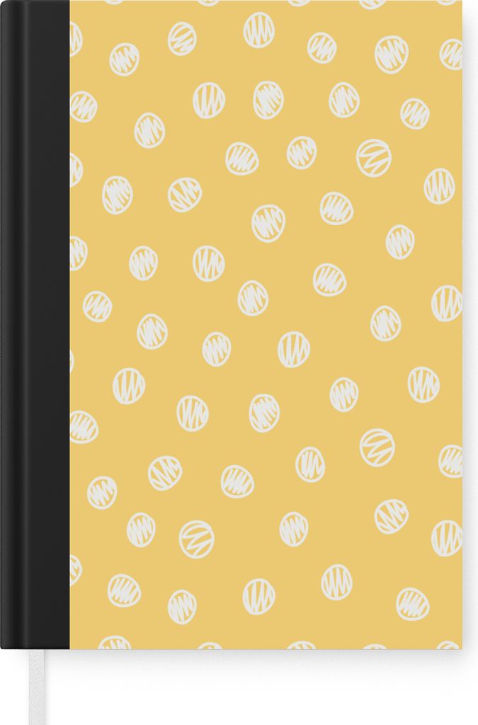 MuchoWow Notizbuch Tagebuch Haushaltsbuch Notebook A5 Tupfen - Muster - Gelb - Notizblock - Notizheft - Notebook - Schreibblock - Papier