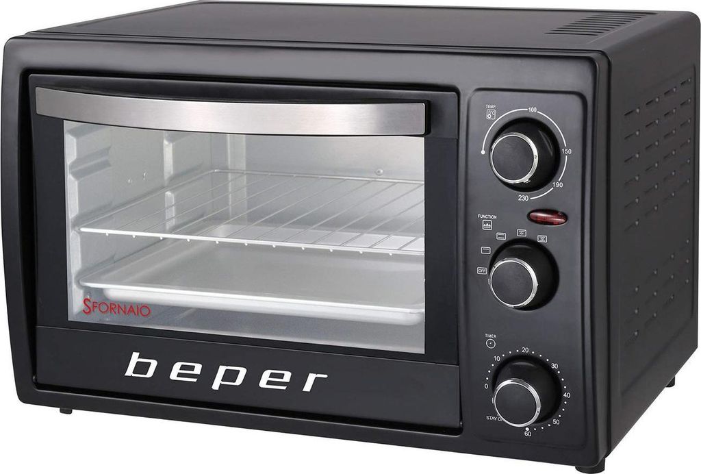 Beper 90.884 Elektrischer Backofen mit 30 Liter Fassungsvermögen und 1300 Watt Leistung Backofen Röhre Herd Bratröhre Backröhre