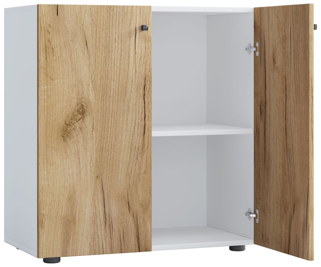 LonaLDT kantoorkast 2 deuren wit, eik decor. Productafbeelding 