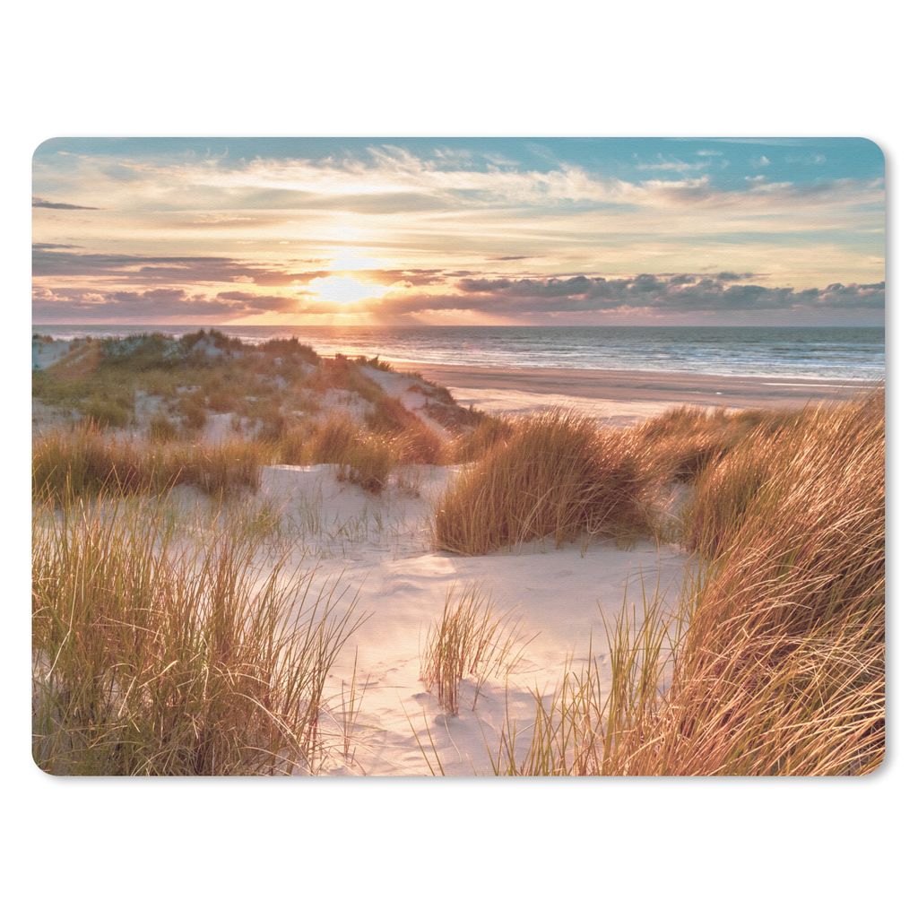 MuchoWow Mauspad Mousepad Düne - Pflanzen - Sonnenuntergang - Strand - Meer 23x19 cm - Mousepads - Maus Mat - Pad - Mausunterlage - Schreibtisch...