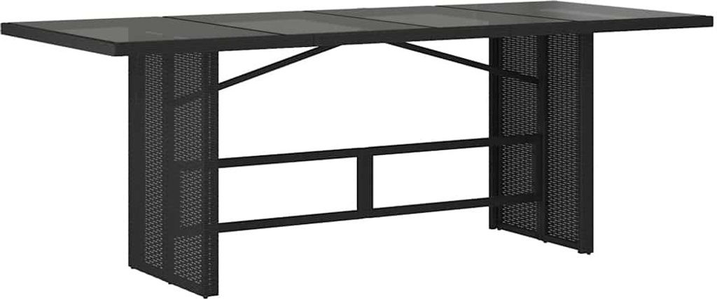 vidaXL Gartentisch mit Glasplatte Schwarz 190x80x74 cm Poly Produktbild 