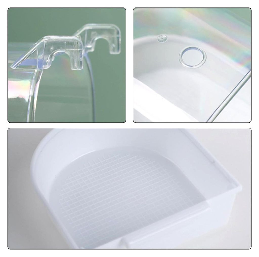 Papageienbadewanne, 13,8 * 13,4 * 14 cm, Badebox für Vogelkäfigzubehör, Vogelbadewanne für Katzen, Finken, Wellensittiche, weiße Pilze, Lerche...