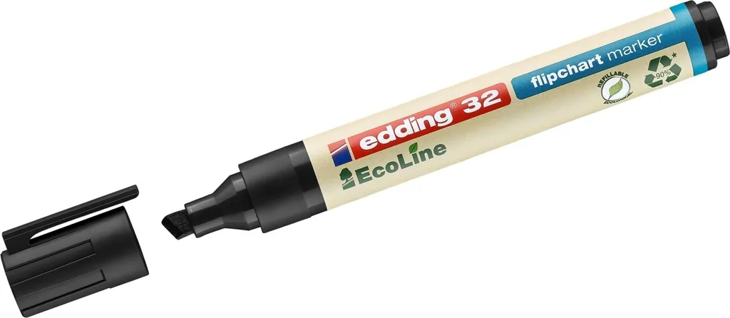 Marqueur Noir edding 32 Ecoline Pointe Large - Plastique Recyclé 4-32001