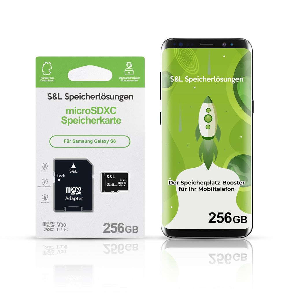 microSD Speicherkarte S&L für Samsung Galaxy S8 - Speicherkapazität: 256 GB
