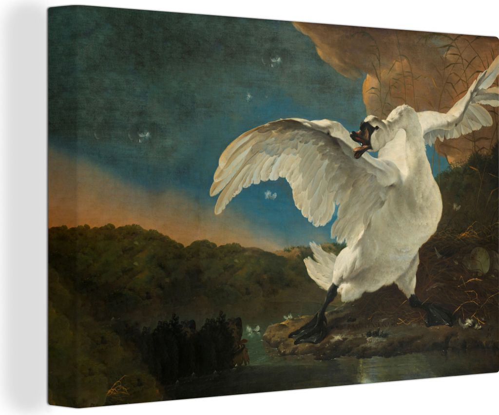OneMillionCanvasses - Leinwandbilder - 140x90 cm, Schwan - Alte Meister - Jan Asselijn, Wandbilder Kunstdruck Wanddekoration - Foto auf Leinwand ...