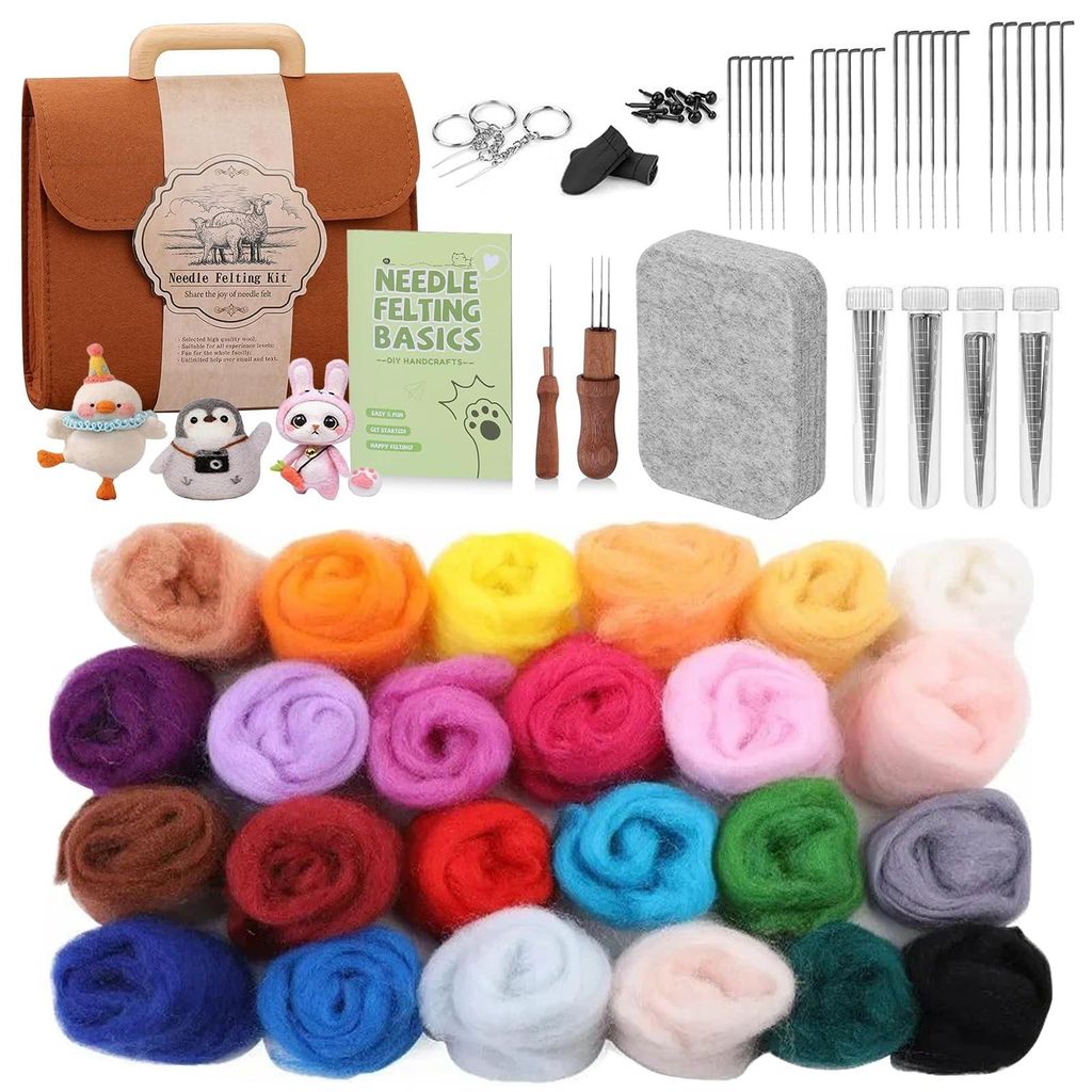 Naaldvilt Set met 24 Kleuren Wol Productafbeelding 