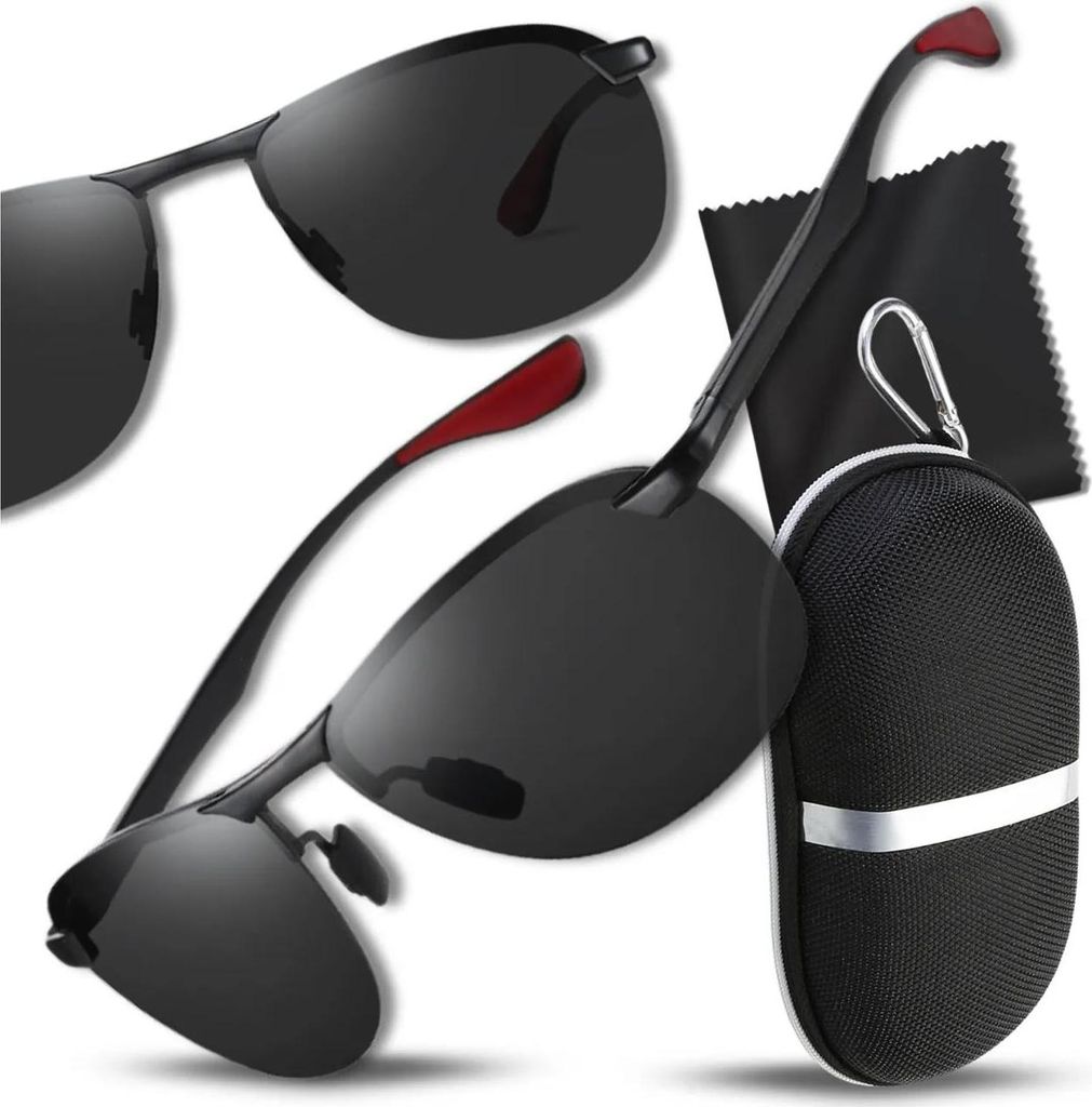 Lunettes de soleil polarisées pour hommes, noires, monture Image du produit 