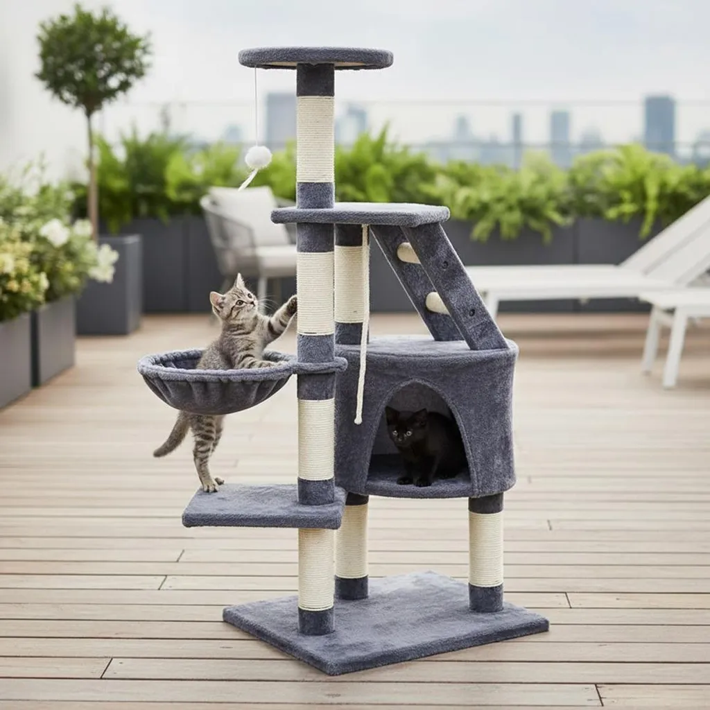 Tiragraffi per gatti 120cm tiragraffi antracite albero per gatti albero per arrampicarsi albero naturale tiragraffi