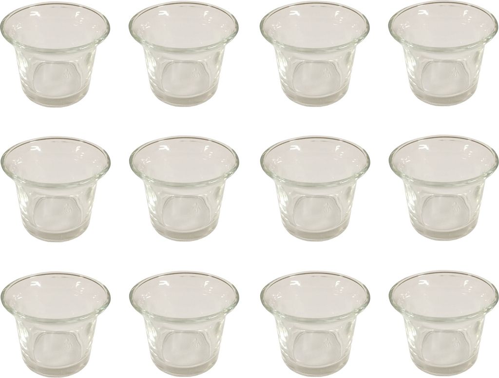 12 x Teelichtglas geschwungener Rand Ø 6,3 cm oben Ø 4,4 cm Produktbild 