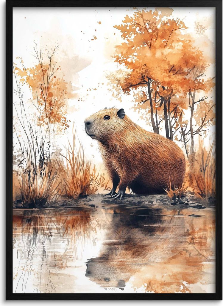 CAPYBARA Wandposter Herbstdekoration Poster Wald Herbst 50x70