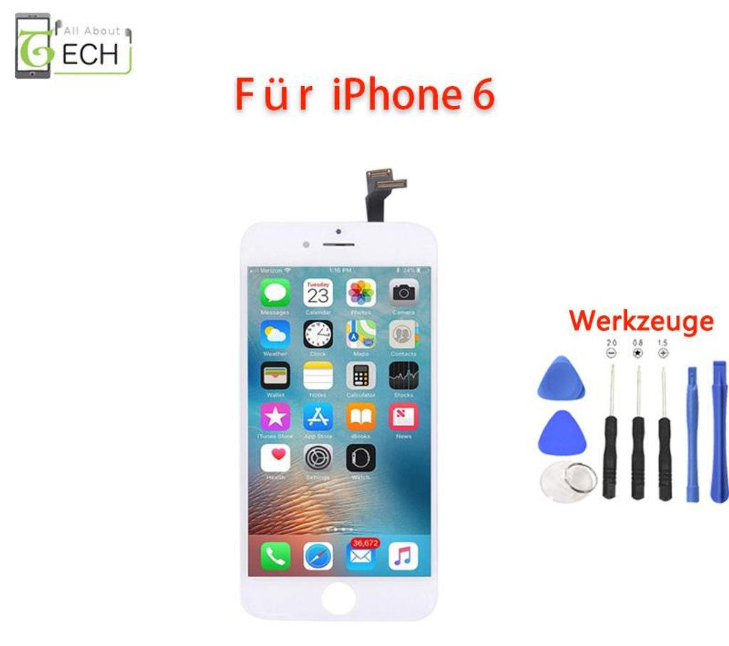 Für iPhone 6 4,7 Retina Weiß LCD Display Touchscreen mit Produktbild 