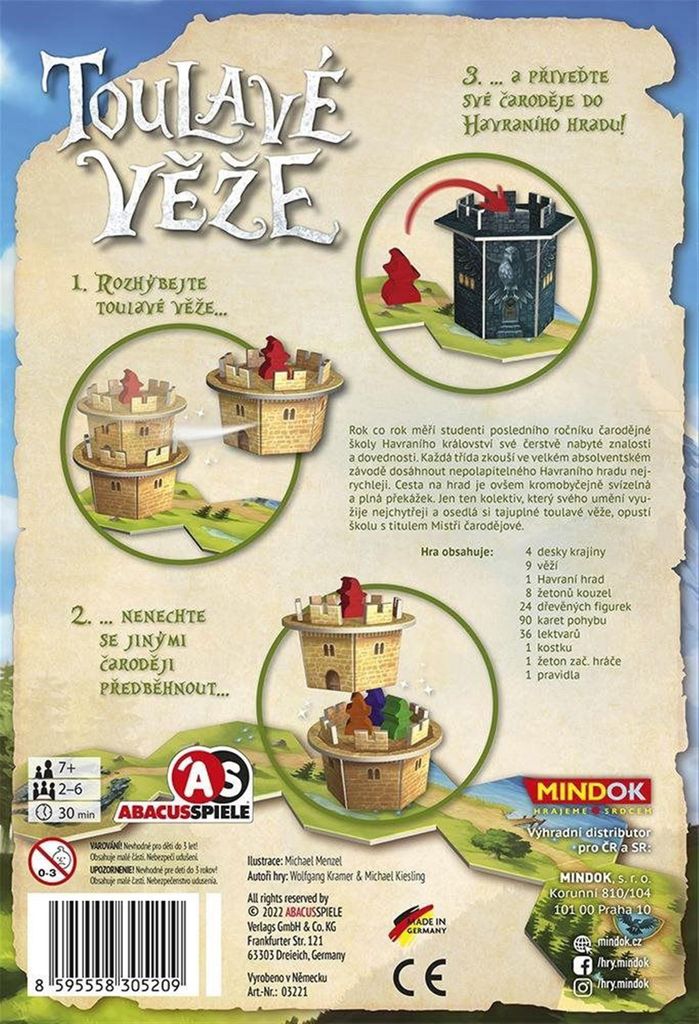 Wandertürme Gesellschaftsspiel, leichtes Wissens- und Lernspiel für 2-6 Spieler ab 7 Jahren, ca. 30 Min.