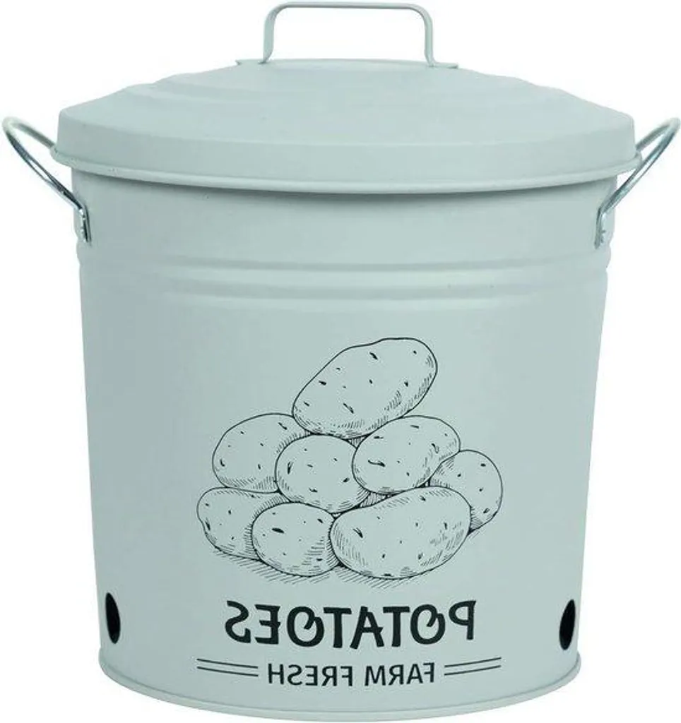 Conteneur à pommes de terre design en métal blanc avec couvercle 5L