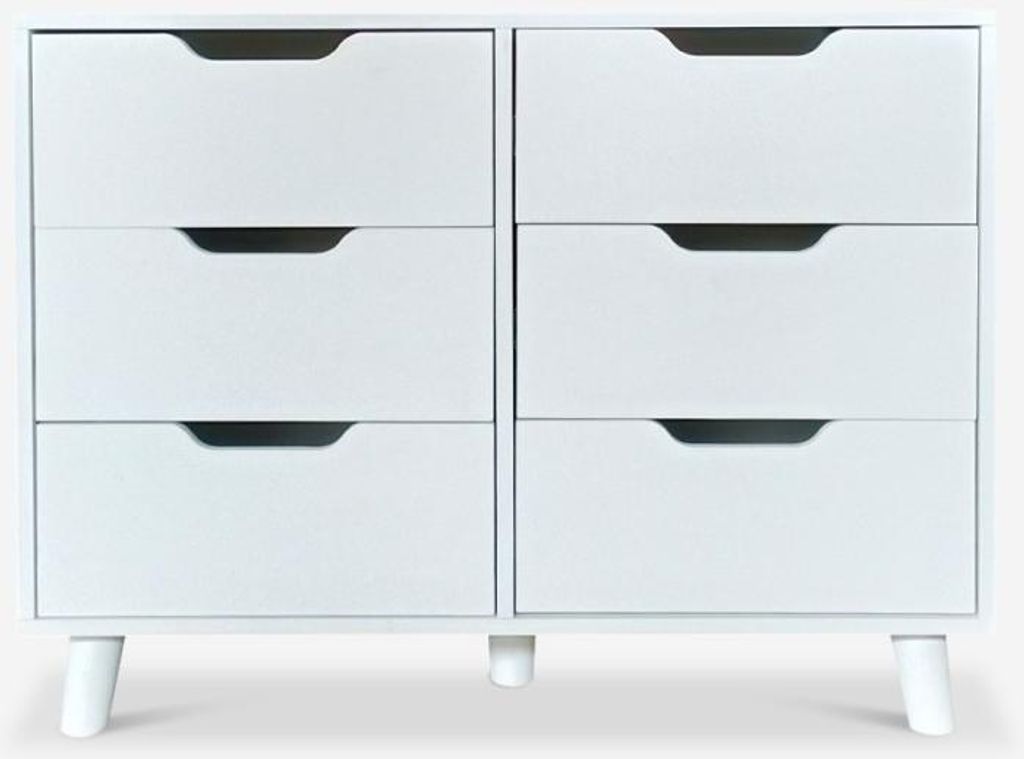 Schlafzimmer Sideboard Wohnzimmer 6 Schubladen weiß Kamil