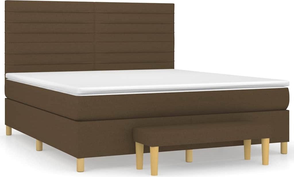 vidaXL Boxspringbett mit Matratze Dunkelbraun 180x200 cm Stoff