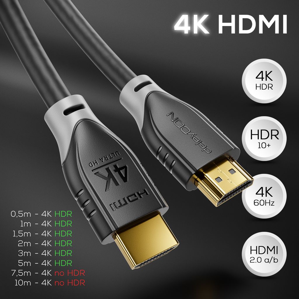 deleyCON 3,0m HDMI Kabel 2.0 a/b - HDR 10+ UHD 2160p Produktbild 3