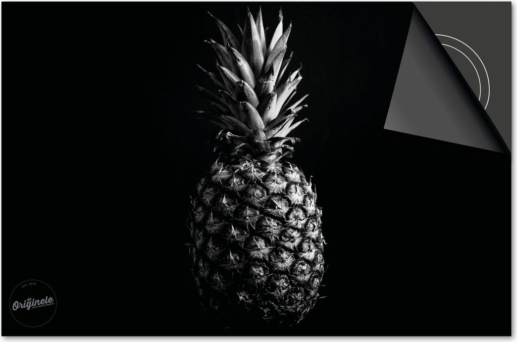 Induktionsschutz 81x52 - abdeckplatte Induktion matt- Dietrix Kochfeldschutz- Base - Obst und Gemüse - Ananas Schwarz Weiß