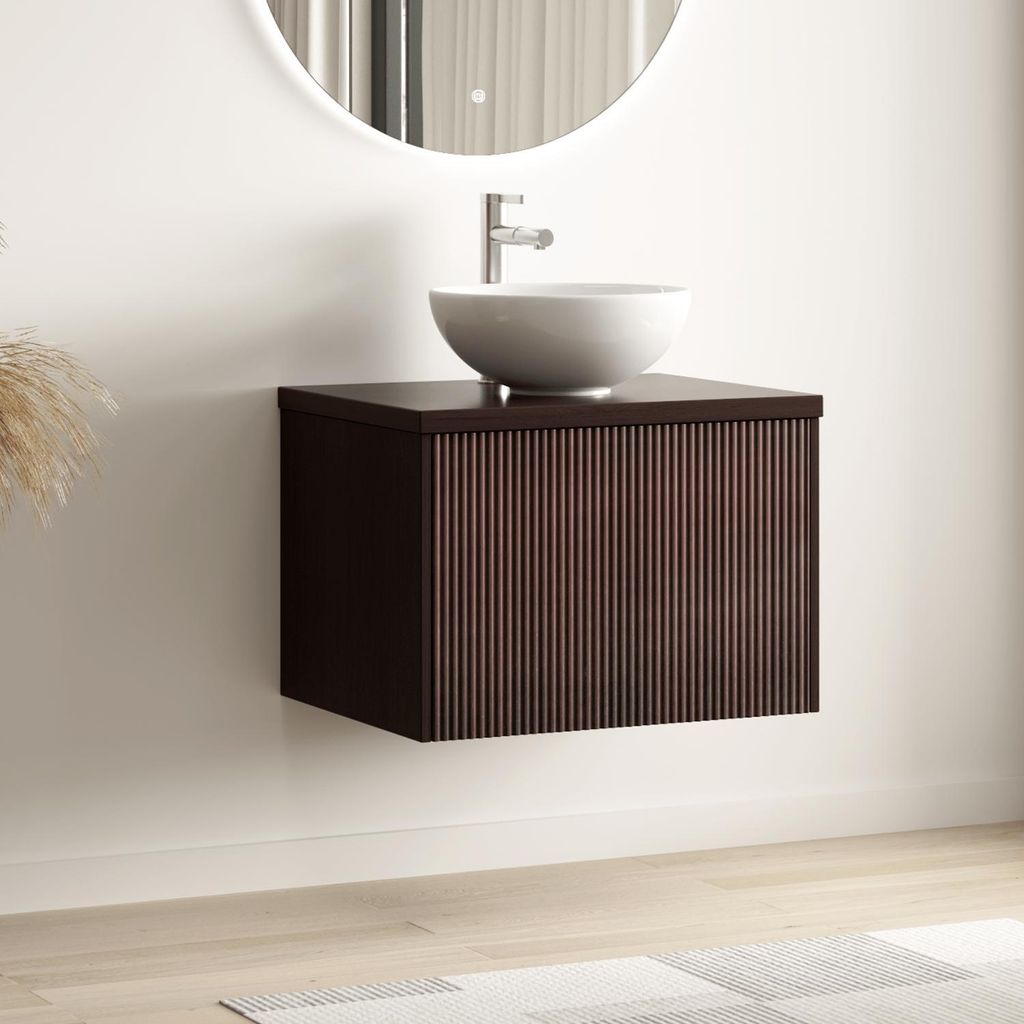 LOMAZOO MESSINA 60 cm, orzech ryflowany, biała umywalka Zdjęcie produktu 
