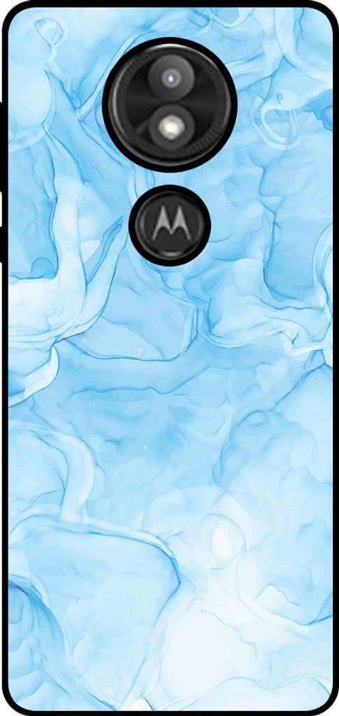 Smartphonica Handytasche Passend für Motorola Moto E5 Plus mit Marmordruck - TPU Rückendeckung Fall Marmor-Design - Hellblau