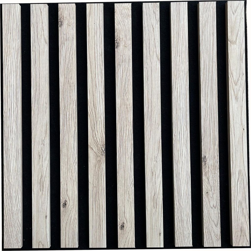 MEBANO. 6er-Set Akustikpaneele Holz 40x40 cm Eiche Sanremo Leicht 3D Wandpaneele aus Holzfunier und Filz Wandverkleidung Moderne Lamellenwand