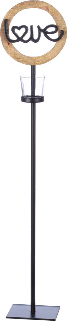 Gilde Teelichtleuchter, Herzmotiv, Schriftzug, Aluminium, Mangoholz, naturfarben, VE 2, L. 13 cm, B. 17 cm, H. 80 cm Höhe: 80.00 cm Breite: 17.00 ...