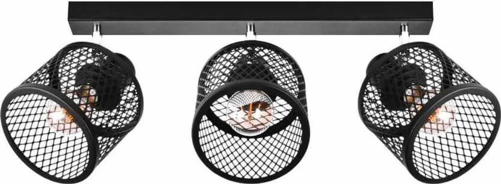 Plafonnier Métal Noir 3xE27 Style Industriel BASKET 3 pour Intérieur