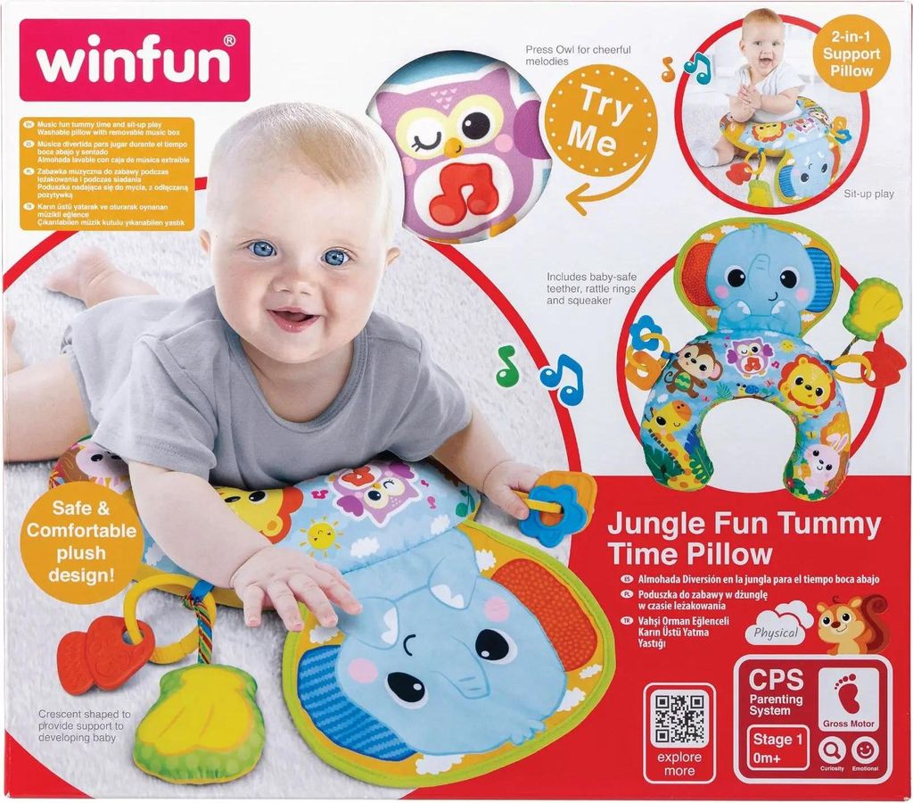 WINFUN Jungle Fun Tummy Time Kussen joue des mélodies Image du produit 