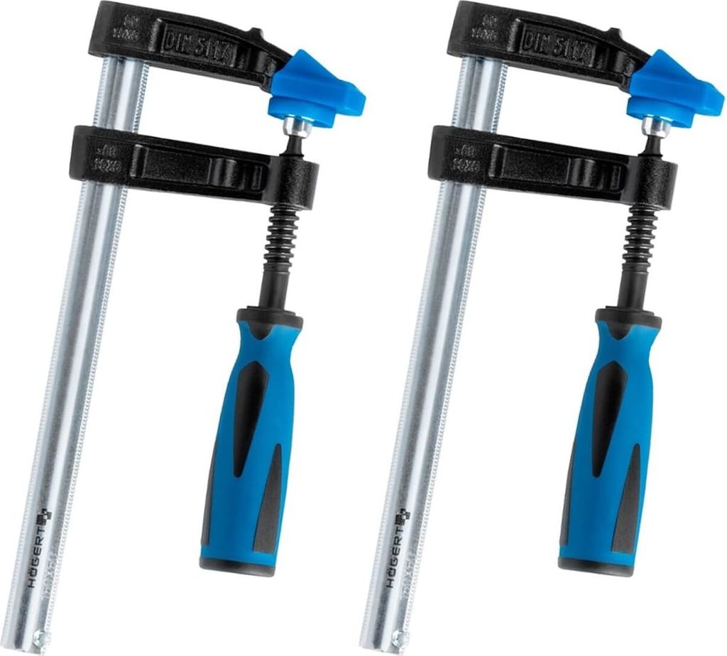 2er Set 150 x 50mm, Profi Schraubzwingen | Schraub- Zwingen in verschiedenen Größen mit 2-Komponentengriff, Spannweite von 150-300mm