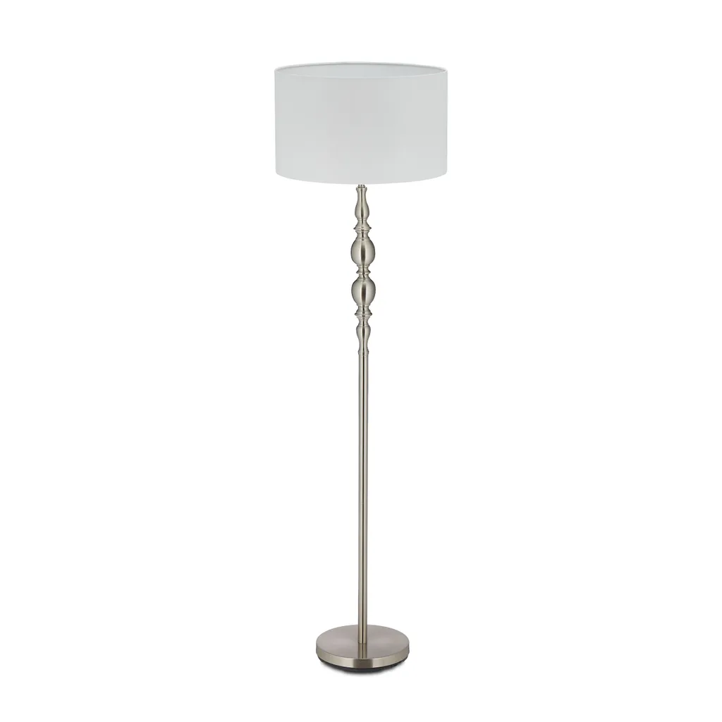 Luminaire sur Pied Salon Beige Relaxdays avec Abat-jour en Tissu Chic
