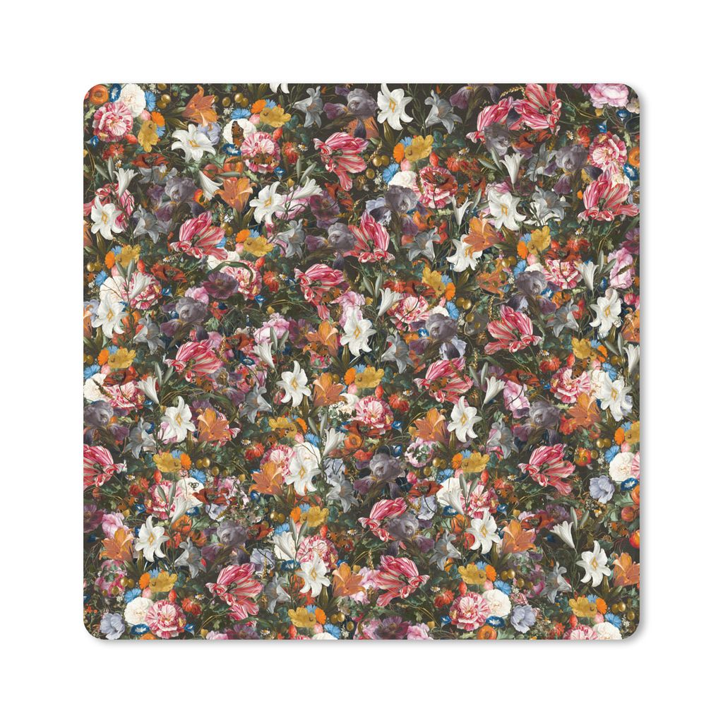 MuchoWow Mauspad Mousepad Blumen - Schmetterling - Design - Kunst - Abstrakt - Malerei - Alte Meister 30x30 cm - Mousepads - Maus Mat - Pad - Mau...