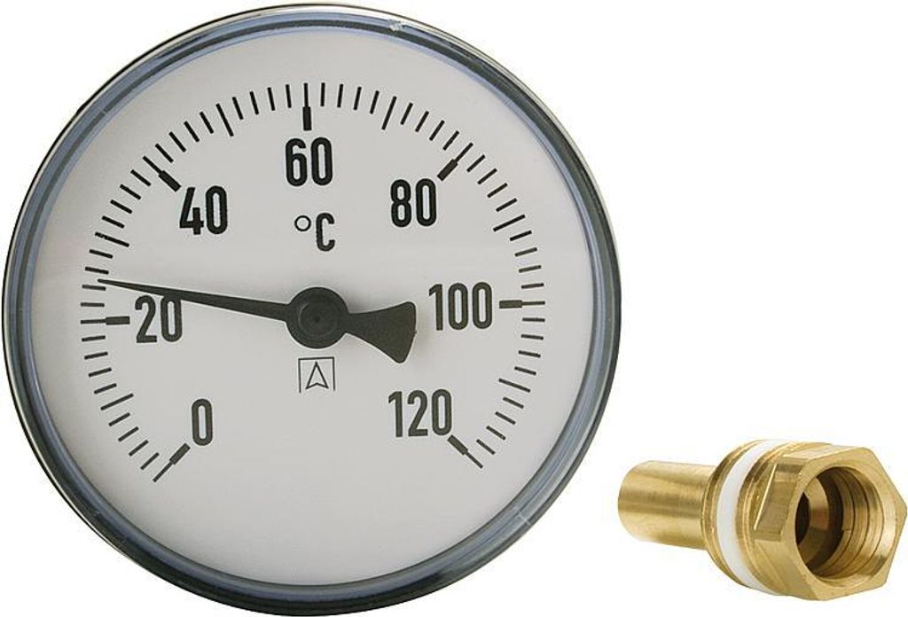 Afriso Bimetall Thermometer Zeigerthermometer 0°C-120°C mit Tauchhülse 1/2" : 'Ø 100x150 mm'
