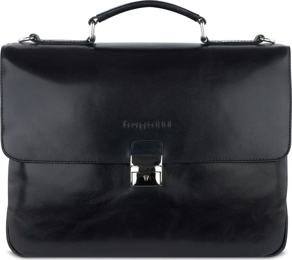 bugatti Leder Aktentasche Laptoptasche mit Laptopfach Romano Briefcase Black schwarz