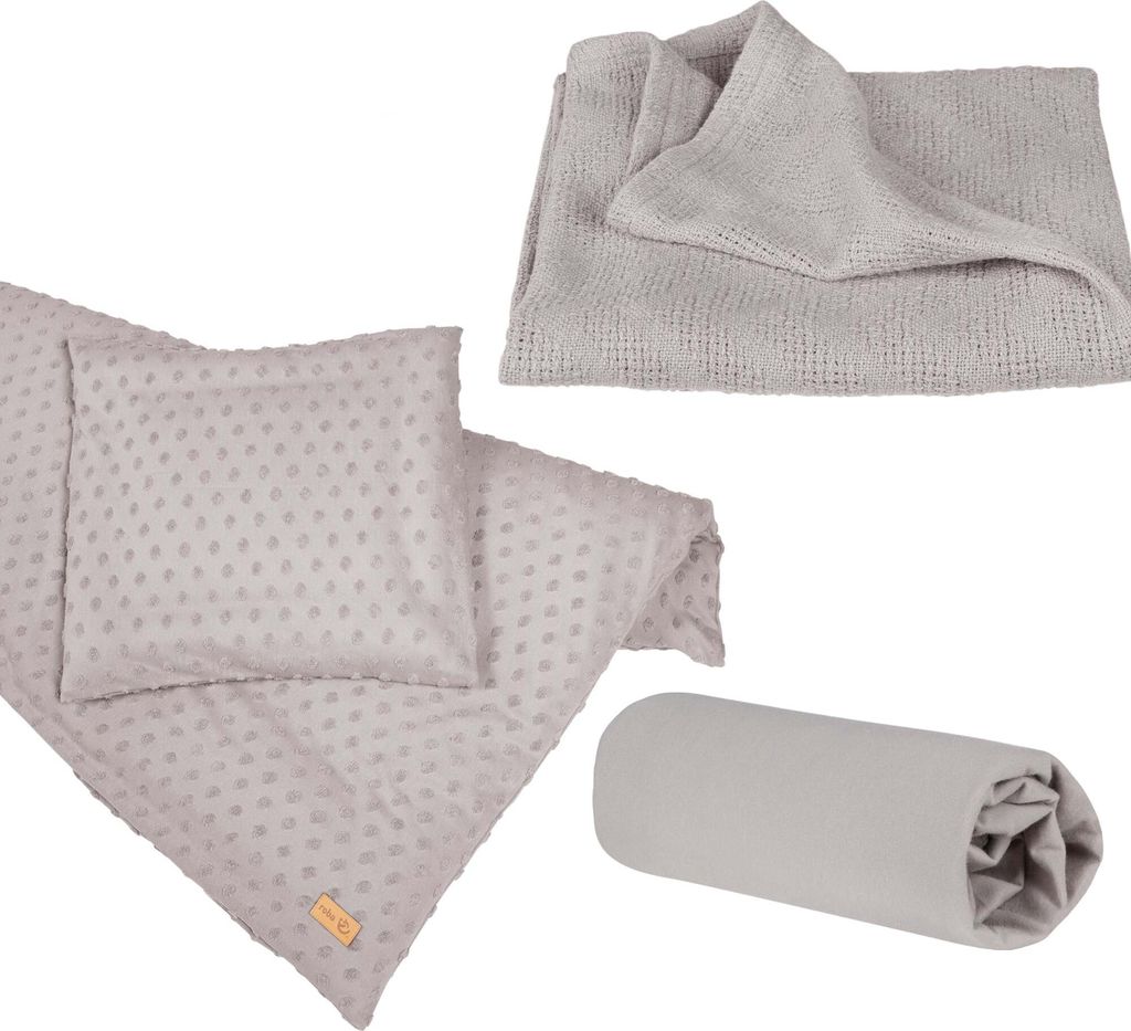 roba organic Geschenkset 'Lil Planet' silbergrau, -Bettwäsche, -Spannbettlaken & -Babydecke, GOTS