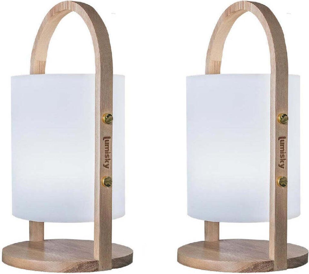 Set Mit 2 Kabellosen Tragbaren Lampen WOODY h37cm