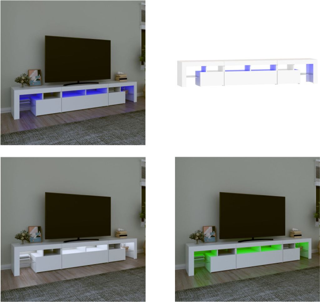 vidaXL TV Schrank mit LED Leuchten Weiß 230x36,5x40 cm - TV-Schrank - TV-Schränke - TV-Ständer - Medienschrank