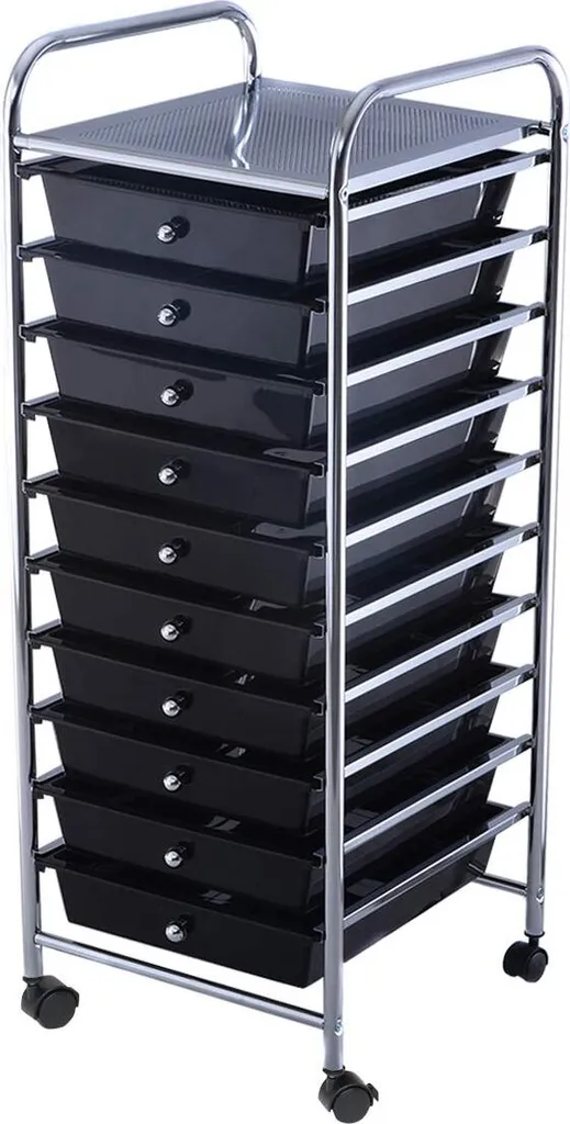 Meuble de Rangement sur Roulettes avec 10 Tiroirs - Chariot Polyvalent