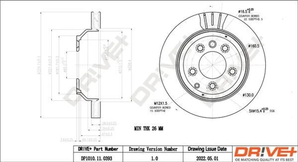 Disque de frein haute résistance Dr!ve+ DP1010 pour Cayenne et Touareg 7P