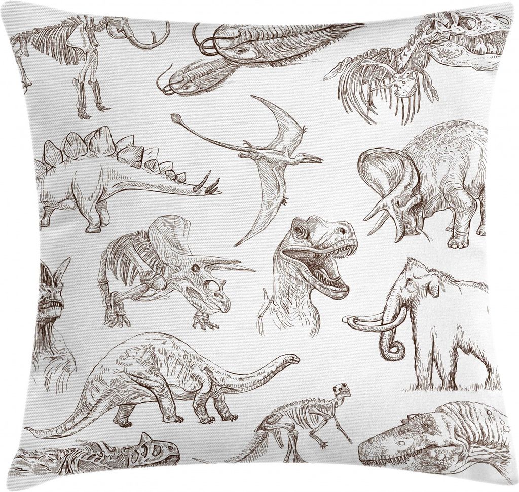 ABAKUHAUS Schwarz-Weiss Kissenbezug, Dinosaurier-Skelett, Waschbar mit Reißverschluss Kissenhülle mit Farbfesten Klaren Farben Beidseitiger Druck...