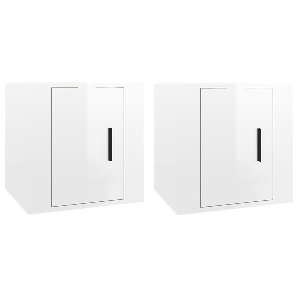 (Robust Möbel) TV-Wandschränke 2er-set für Wohnzimmer - elegantes Design - TV-Lowboard -Hochglanz-Weiß 40x34,5x40cm - TV-Schränke DEMöbel...