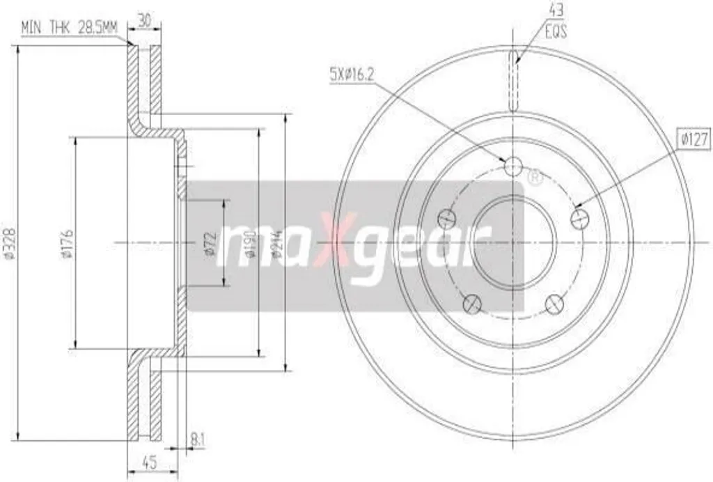 Disque de frein ventilé avant pour Jeep Grand Cherokee II WJ et WG