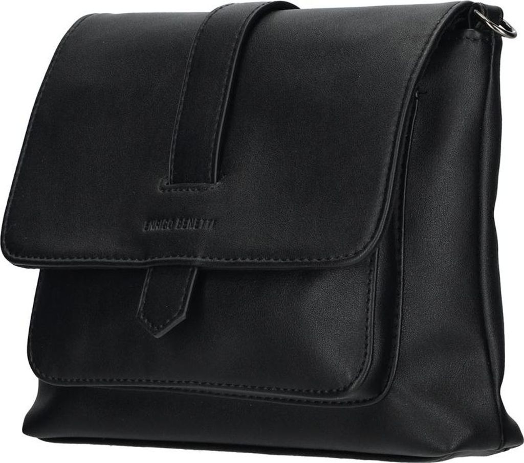 Kleine Damen Tasche Schultertasche Umhängetasche Crossover Bag Leder Optik Handtasche Schwarz