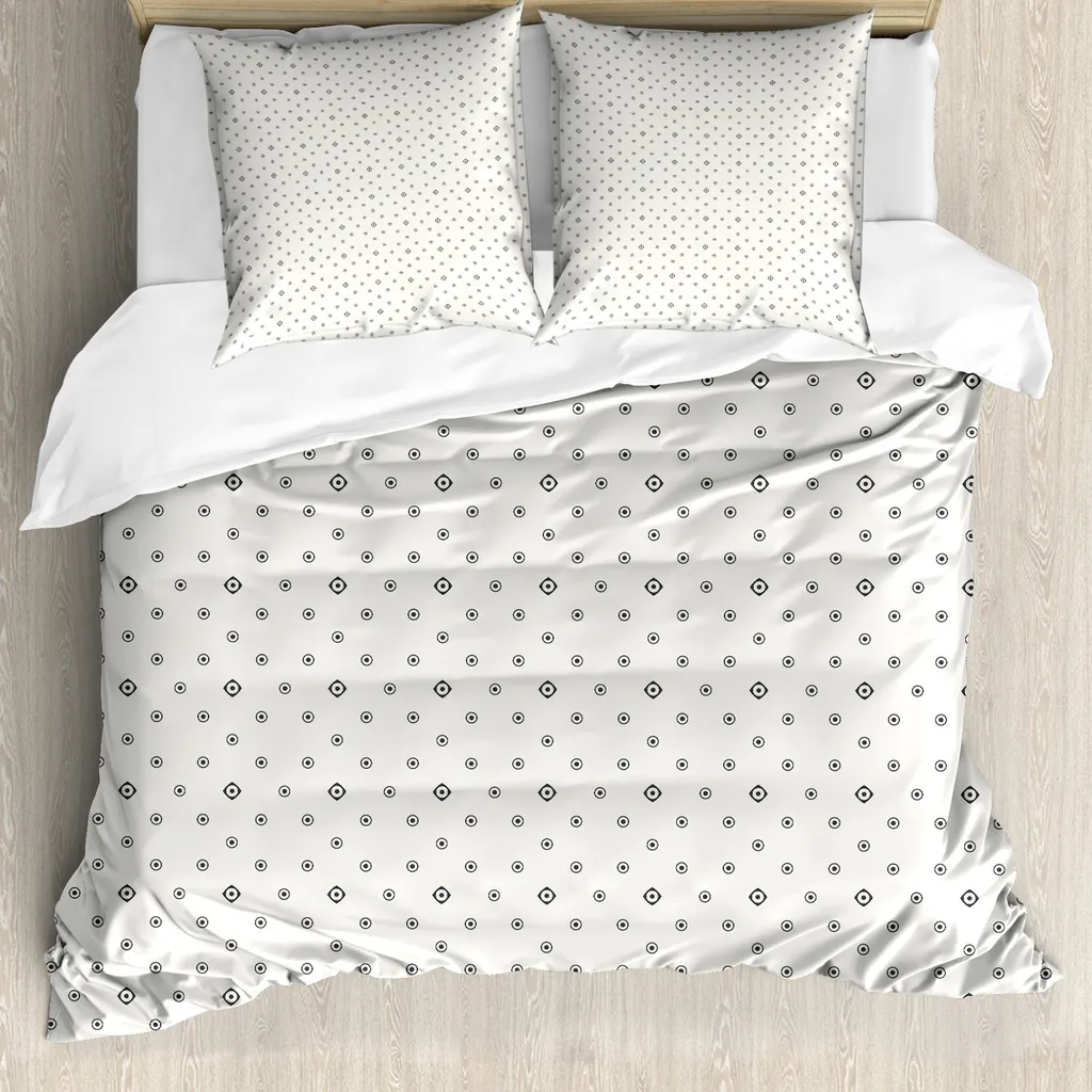 ABAKUHAUS Copripiumino Geometrico 200x200 - Set Letto Moderno Bianco e Nero
