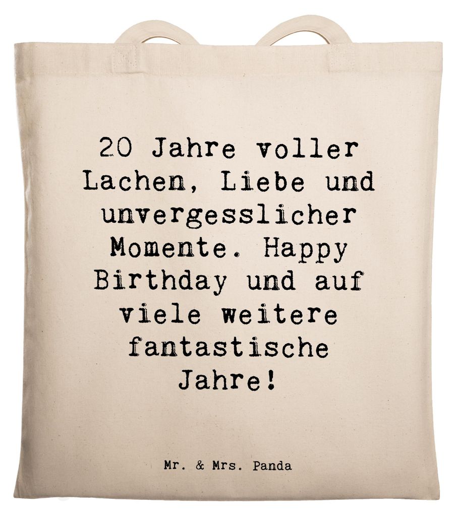 Mr. & Mrs. Panda Shopping Tasche Spruch 20. Geburtstag Feiern - Transparent - Geschenk, Laptoptasche, personalisierte Geschenke, Happy Birthday, ha...