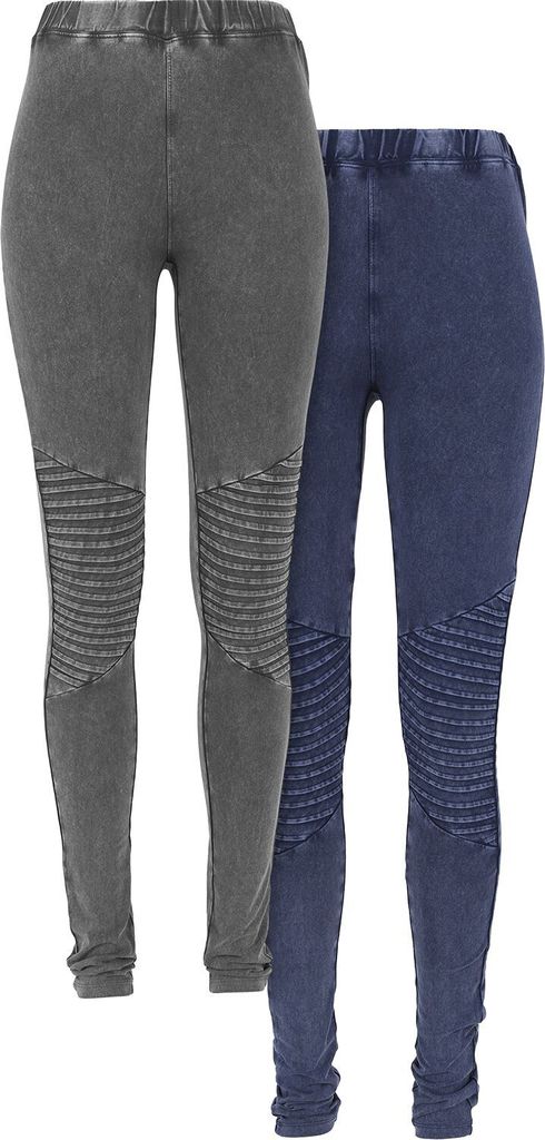 Urban Classics Leggings Damen Pre-Pack Ladies Denim Jersey Leggings 2-Pack grau/blau XS