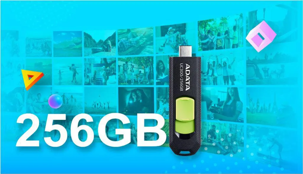 Adata UC300 Clé USB 256 Go Type-C 3.2 Gen 1 Performante Noir et Vert
