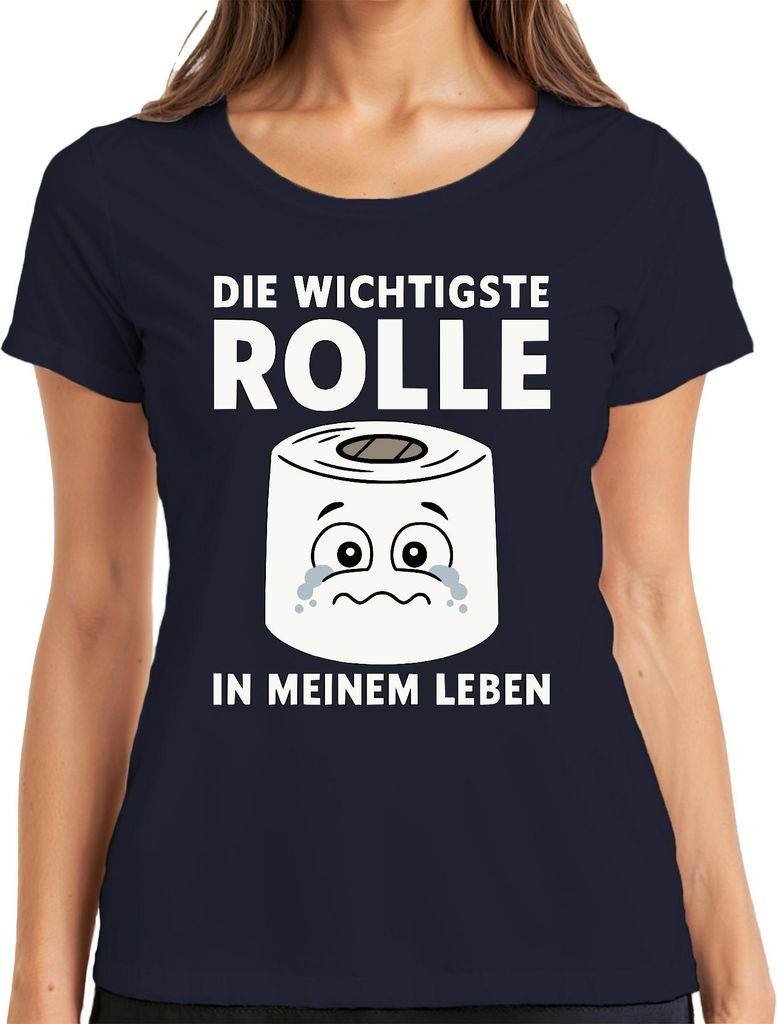 Die wichtigste Rolle in meinem Leben Klopapier lustig Geschenk Damen T-Shirt, Navy, S