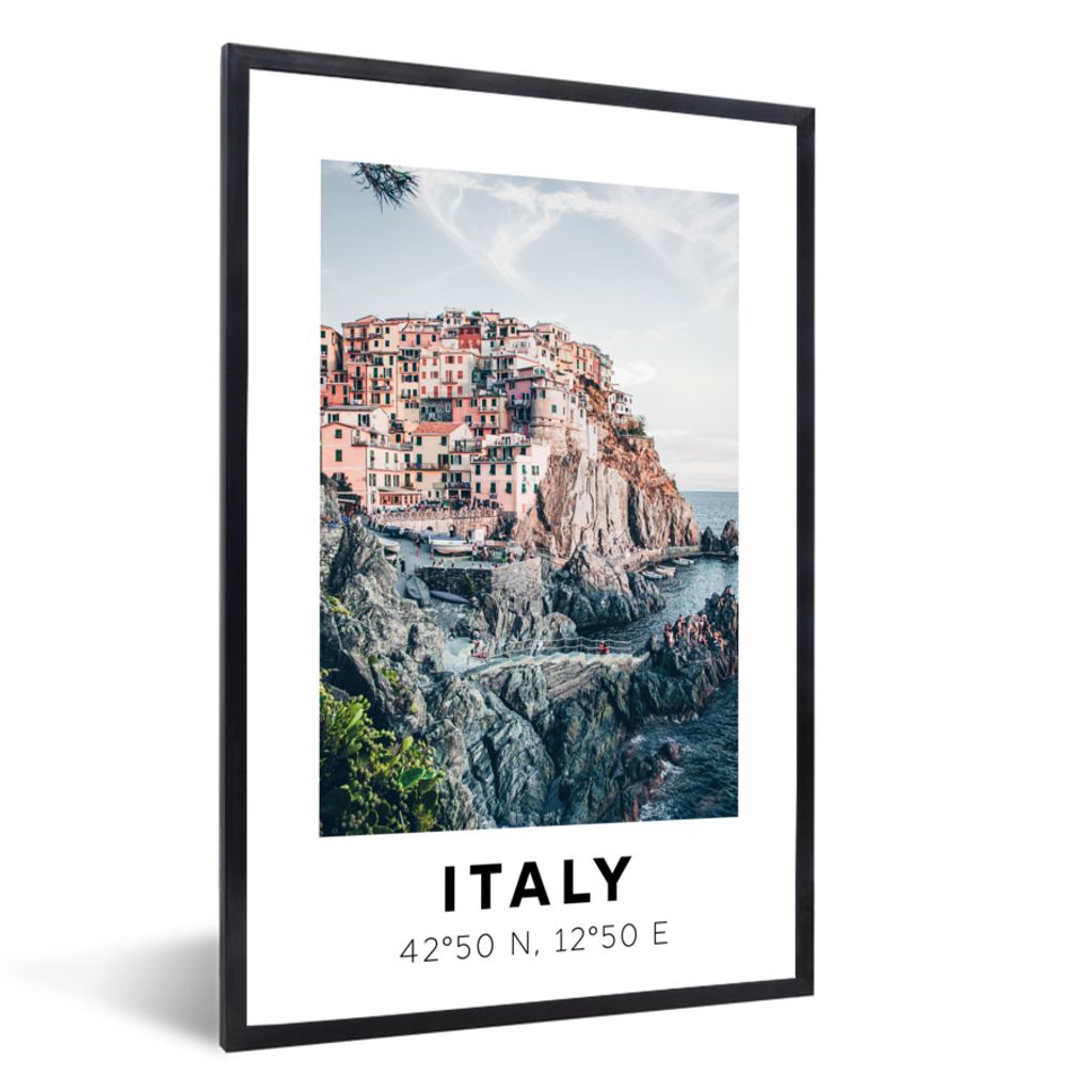 MuchoWow Gerahmtes Poster Cinque Terre - Amalfi - Italien - Sommer 60x90 cm - Poster mit Schwarzem Bilderrahmen Wandposter Rahmen Foto Bilder - K...