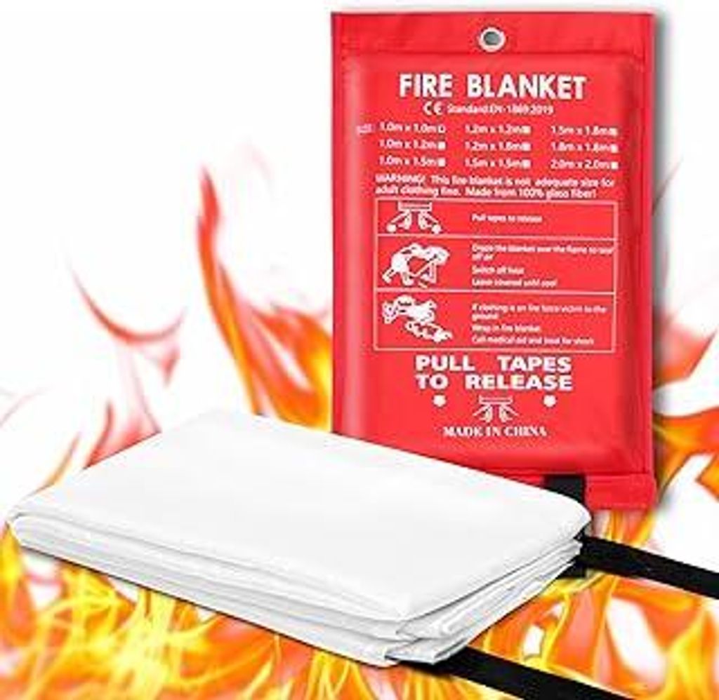 ZOLGINAH 1 Stück Feuerlöschdecke,1 m x 1 m Löschdecke Küche,Glasfaser Brandschutzdecke,Feuerdecke Feuerlöschdecke für Versehentliches Sicherh...