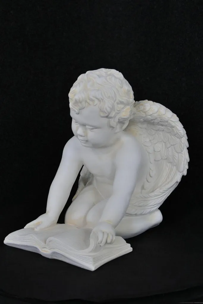 Statue Ange Lisant un Livre 36,5cm - Sculpture Déco PG0630 en Résine